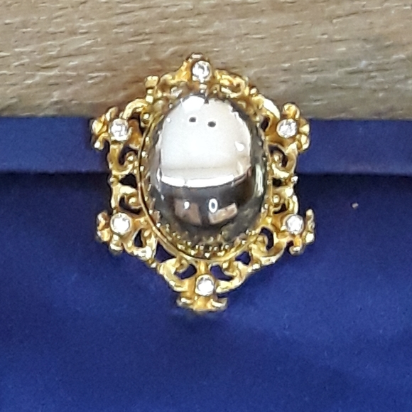 Vintage 1950's Mel-Ton Blue Satin Clutch Purse with Ornate Jewel Clasp - Picture 3 of 12